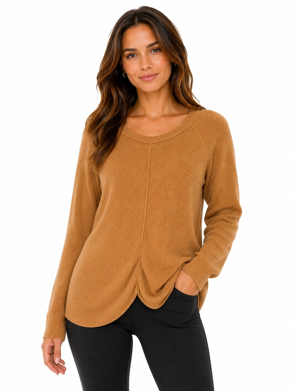 MICHAEL Michael Kors Camel Long Sleeve Scoop Neck Sweater